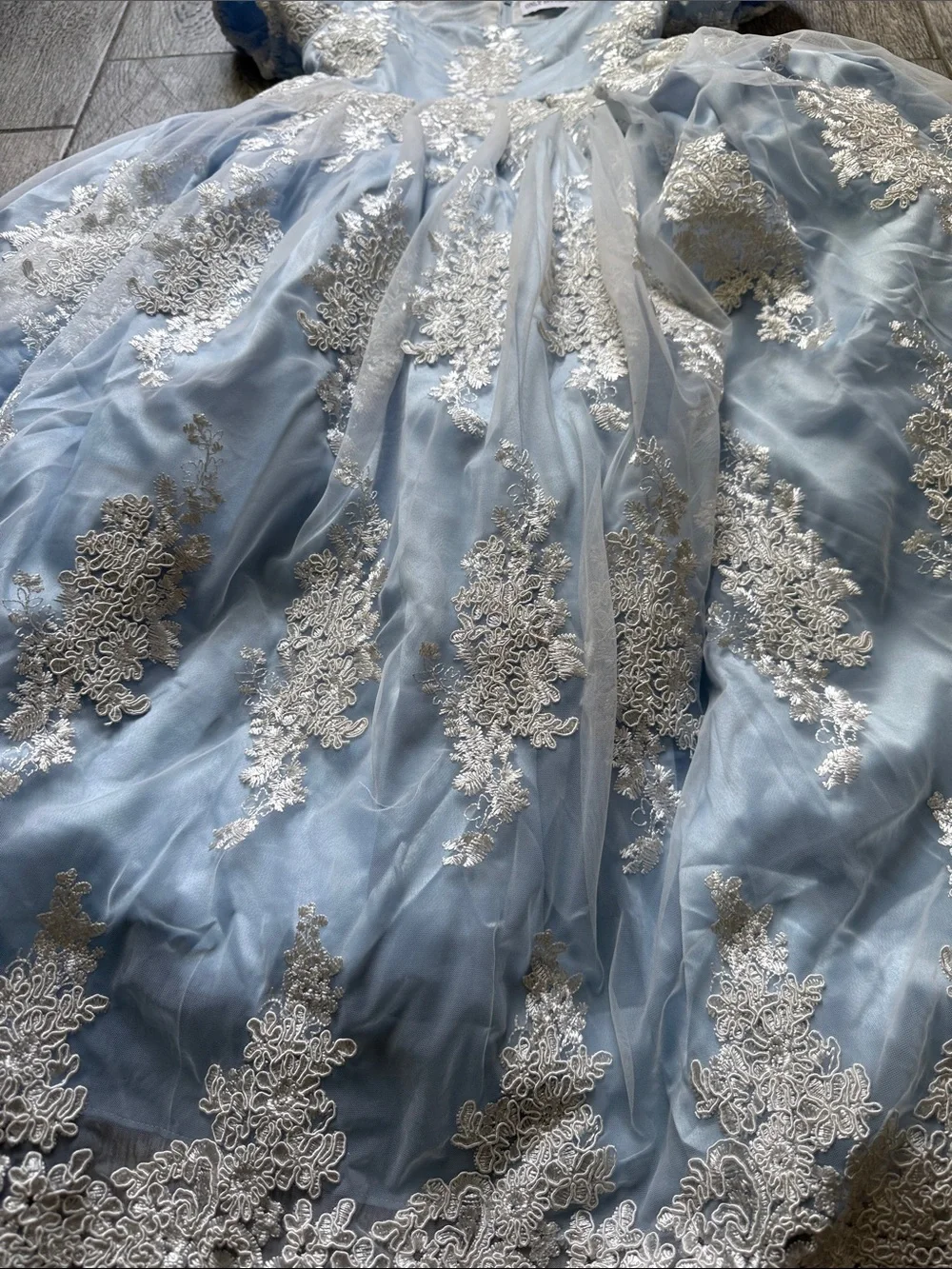 Guc-Only Little Once-Light Blue Lace Appliqué Tulle Party Dress.Bridgerton theme